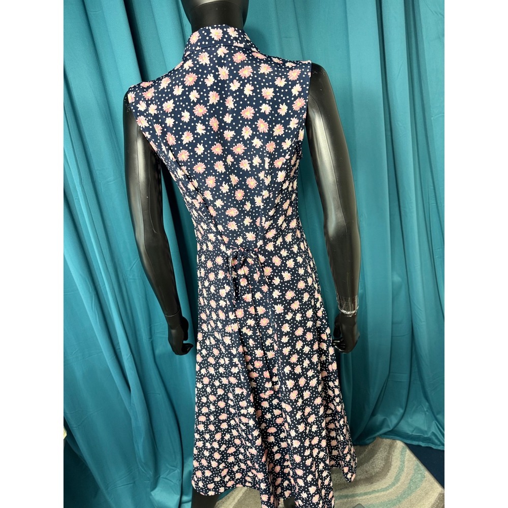 Christopher & Banks Floral maxi Dress Sleeveless Button Front Navy Pink 6 - Picture 2 of 8